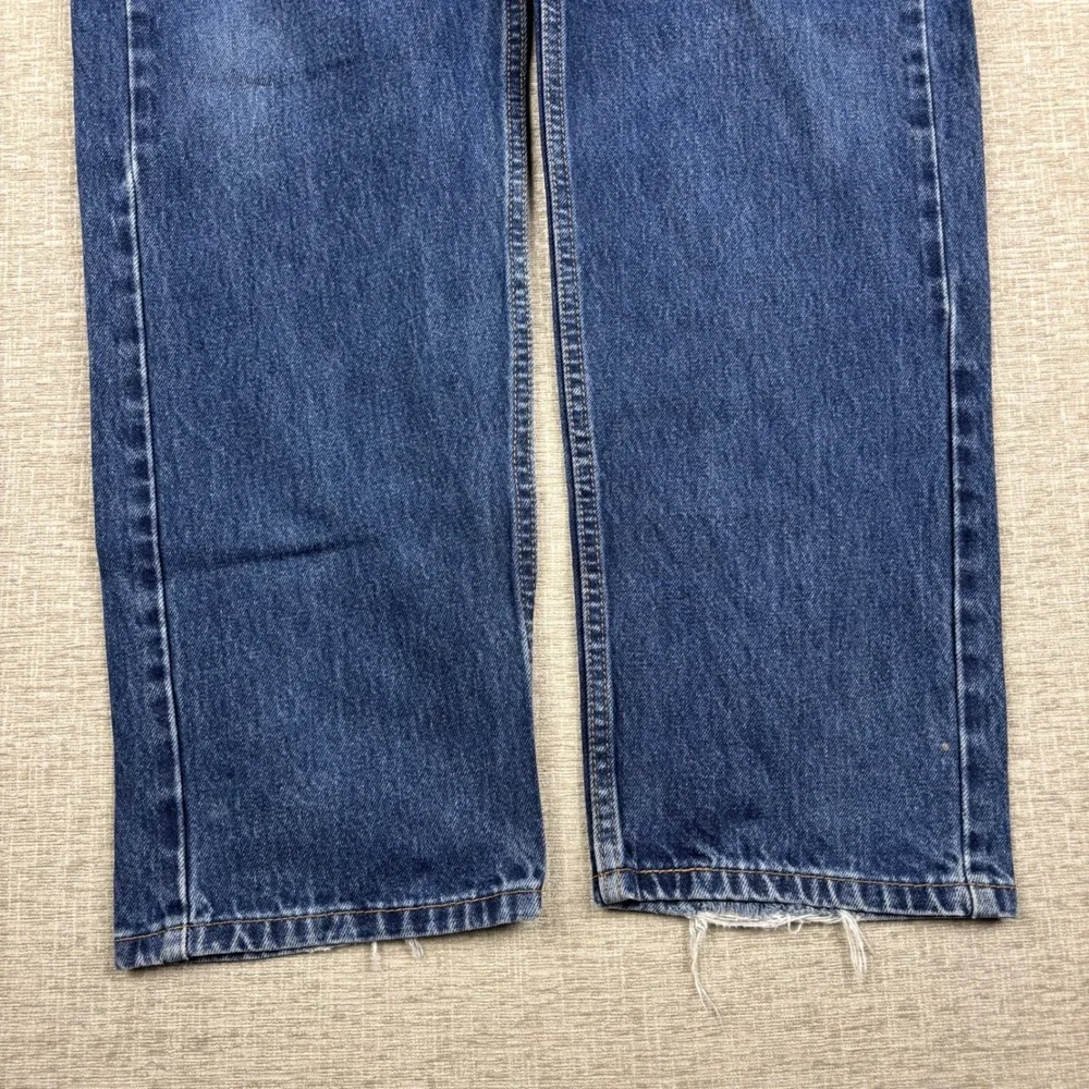Levis 505 Mens 38x30 Jeans Dark Western Washed Denim slight Fades Distress Hems